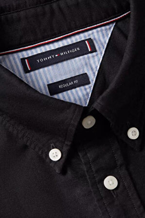 Erkek Regular Fit Düğmeli Yaka Oxford Gömlek - Siyah | XL