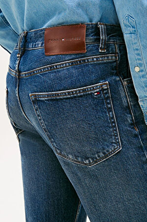 Erkek Denton Düz Kesim Eskitme Görünümlü Jean Pantolon - Mavi | 35/32