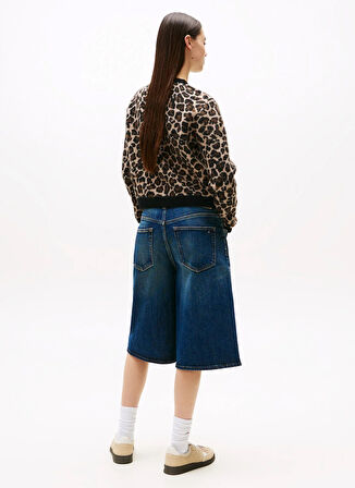 Tommy Jeans Yuvarlak Yaka Standart Desenli Kahve Kazak Kadın DW0DW219680HD