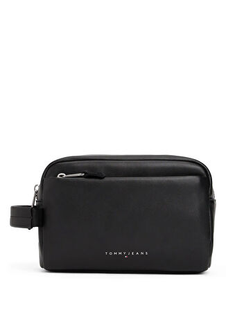 Tommy Hilfiger Siyah Traş Çantası TJM LINEAR LEATHER WASHBAG