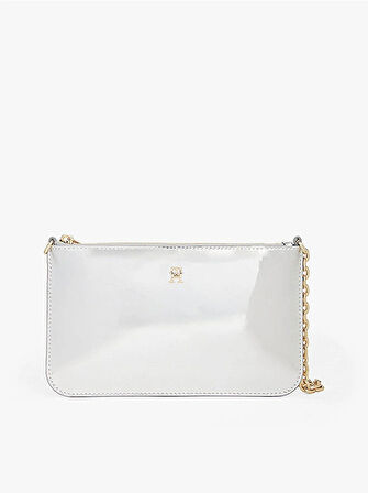 Tommy Hilfiger TH Icon Metalik Zincirli Omuz Kadın Gri Cüzdan AW0AW18219PE6