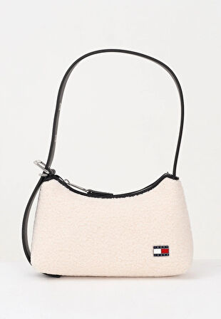 Tommy Hilfiger TJW Cool Kürk Dokulu Omuz Kadın Beyaz Omuz Çantası AW0AW18011YBH