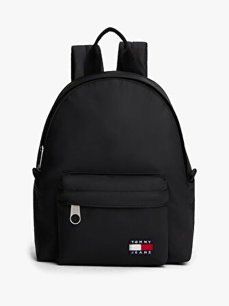 TOMMY HILFIGER Kadın Marka Logolu Yumuşak Mikrofiber Kumaşlı Ayarlanabilir Sırt Askısı Dolgusuz Astarsız Siyah Sırt Çantası AW0AW17892 BDS