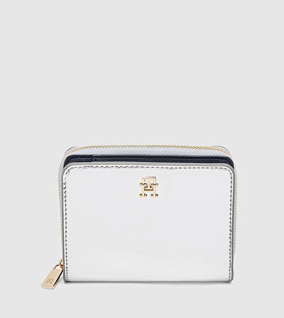 Tommy Hilfiger Orta Boy Fermuarlı Metalik Kapaklı Kadın Gri Cüzdan AW0AW18037PE6