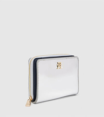 Tommy Hilfiger Orta Boy Fermuarlı Metalik Kapaklı Kadın Gri Cüzdan AW0AW18037PE6