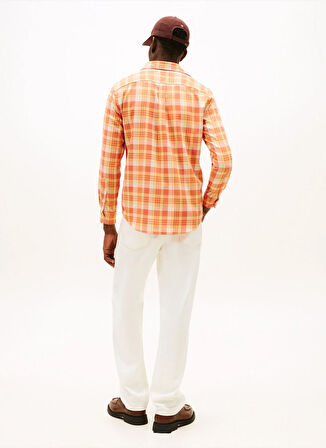 Tommy Hilfiger Normal Gömlek Yaka Turuncu Erkek Gömlek MW0MW414220PE_SOFT TOUCH BLEND CHEC