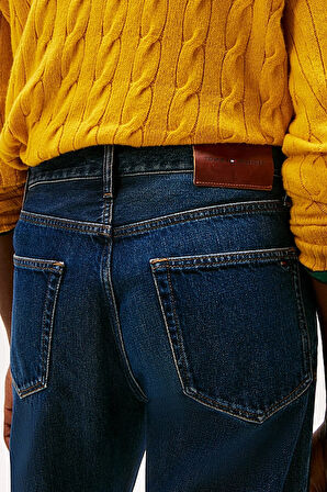 Erkek Regular Fit Düz Paça Eskitme Görünümlü Jean Pantolon - Lacivert | 32/30