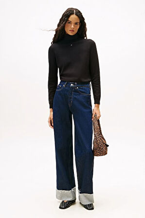 Kadın Essential Slim Fit Balıkçı Yaka Kazak - Siyah | XS