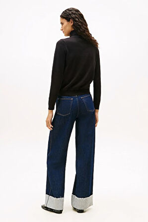 Kadın Essential Slim Fit Balıkçı Yaka Kazak - Siyah | XS