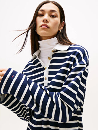 Tommy Hilfiger Altın Düğmeli Rugby Penye Kadın Elbise WW0WW483920Y7