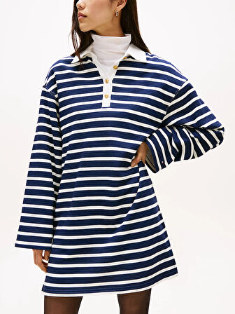 Tommy Hilfiger Altın Düğmeli Rugby Penye Kadın Elbise WW0WW483920Y7