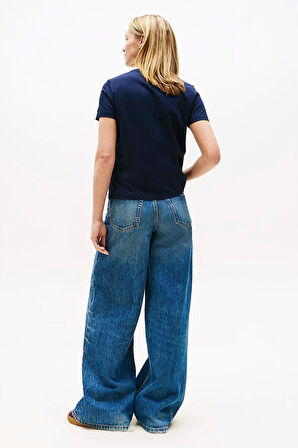 Tommy Hilfiger Klasik Yazı Baskılı Normal Kesim Kısa Kollu Kadın T-shirt WW0WW47460C1G