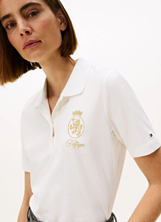 Tommy Hilfiger İşlemeli Beyaz Kadın Polo T-Shirt