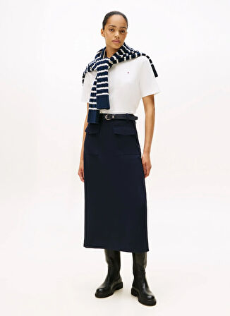 Tommy Hilfiger Yuvarlak Yaka Düz Beyaz Kadın T-Shirt WW0WW47458YBL