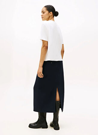 Tommy Hilfiger Yuvarlak Yaka Düz Beyaz Kadın T-Shirt WW0WW47458YBL