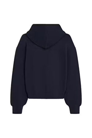 Kadın Balon Kollu Kapüşonlu Sweatshirt - Lacivert | M