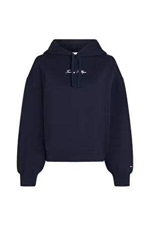 Kadın Balon Kollu Kapüşonlu Sweatshirt - Lacivert | L