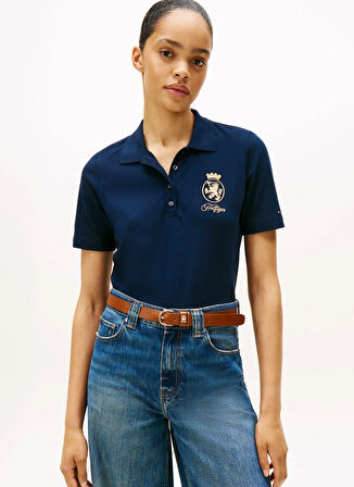 Tommy Hilfiger İşlemeli Mavi Kadın Polo T-Shirt