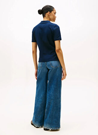 Tommy Hilfiger İşlemeli Mavi Kadın Polo T-Shirt