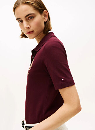 Tommy Hilfiger İşlemeli Kırmızı Kadın Polo T-Shirt