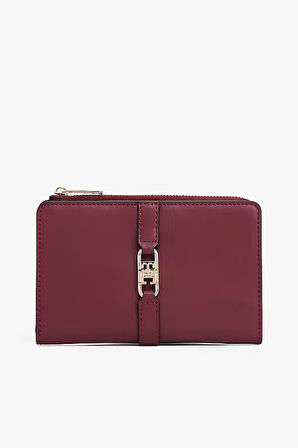 Kadın İki Katlı Metal Tokalı Cüzdan - Bordo | undefined