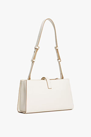 Kadın Metal Tokalı Askılı Omuz Çantası - Krem | undefined