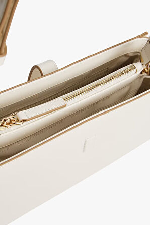 Kadın Metal Tokalı Askılı Omuz Çantası - Krem | undefined