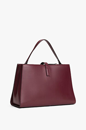 Kadın Metal Kilit Detaylı El ve Omuz Çantası - Bordo | undefined