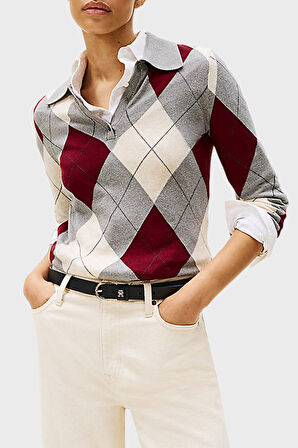 Tommy Hilfiger Kadın Polo Yaka Kazak WW0WW48393 0K1