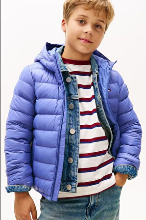 Unisex Çocuk Normal Kalıp Kapüşonlu Dolgulu Şişme Mont - Lila | 14 Yaş