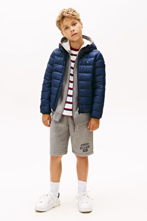 Unisex Çocuk Normal Kalıp Kapüşonlu Kumaşlı Şişme Mont - Lacivert | 14 Yaş