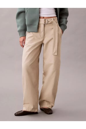 COTTON SEAMED PANT Kadın Krem Kumaş Pantolon