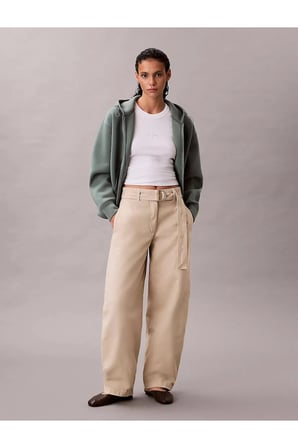 COTTON SEAMED PANT Kadın Krem Kumaş Pantolon
