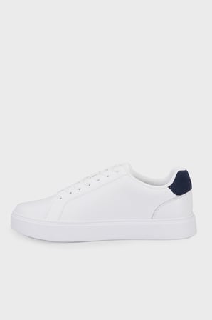 Calvin Klein % 100 Deri Logolu Sneaker Ayakkabı YM0YM0143502Y Erkek AYAKKABI YM0YM01435 02Y BEYAZ