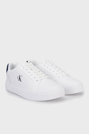 Calvin Klein % 100 Deri Logolu Sneaker Ayakkabı YM0YM0143502Y Erkek AYAKKABI YM0YM01435 02Y BEYAZ