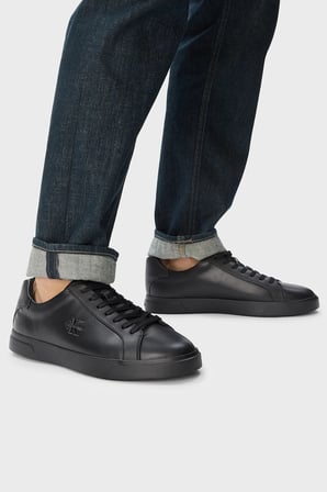 Calvin Klein Logolu Deri Sneaker Ayakkabı HM0HM021230GJ Erkek AYAKKABI HM0HM02123 0GJ SİYAH