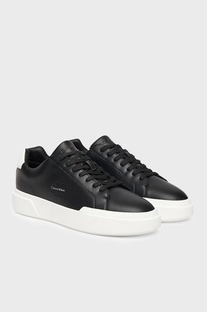 Calvin Klein Deri Logolu Sneaker Ayakkabı YM0YM0134406W Erkek AYAKKABI YM0YM01344 06W SİYAH