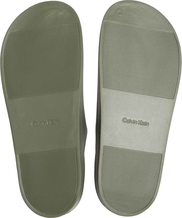 CALVIN KLEIN Erkek Marka Logolu Çift Bantlı Rahat Tabanlı Şık Görünüşlü Günlük Ve Plaj Kullanımına Uygun HAKİ Terlik HM0HM02116 LDI