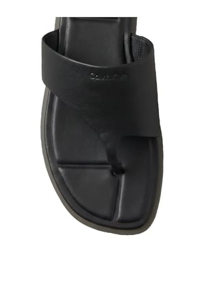 FLAT SANDAL THONG LT, Kadın Siyah Deri Kare Burunlu Parmak Arası Sandalet