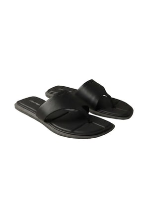 FLAT SANDAL THONG LT, Kadın Siyah Deri Kare Burunlu Parmak Arası Sandalet