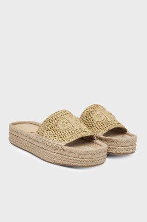 Calvin Klein Logolu Terlik HW0HW02895AAM Bayan TERLİK HW0HW02895 AAM BEJ-SARI