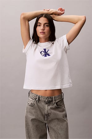 Ss Boxy Seasonal Mon Kadın Bisiklet Yaka T-Shirt Beyaz