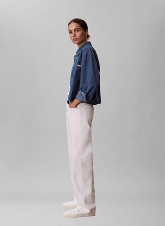 Calvin Klein Jeans Lacivert Kadın Denim Gömlek NEW DAD SHIRT ANNAPOLIS SKY