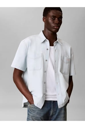 SHORT SLEEVE SHIRT B, VOL, S Erkek Mavi Gömlek