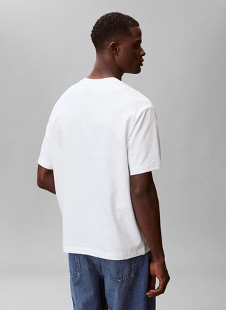 Calvin Klein Jeans Beyaz Erkek T-Shirt LV04RC851GYAF Beyaz T-Shirt