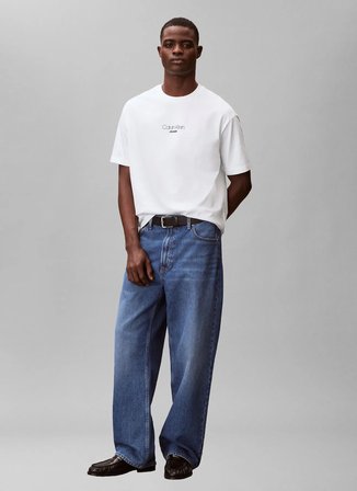 Calvin Klein Jeans Beyaz Erkek T-Shirt LV04RC851GYAF Beyaz T-Shirt