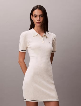 Calvin Klein Mikrokablo Mini Kadın Beyaz Elbise LV047F323G-YAS