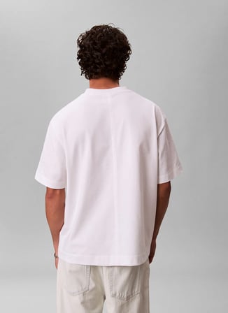 Calvin Klein Beyaz Erkek T-Shirt LV04LD224GYAF_SS RLXD 16S EMBRD TWI