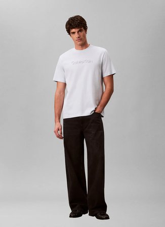 Calvin Klein Beyaz Erkek Logo Baskılı T-Shirt LV04LF811GCIQ_20S EU WHOLESALE SPOR