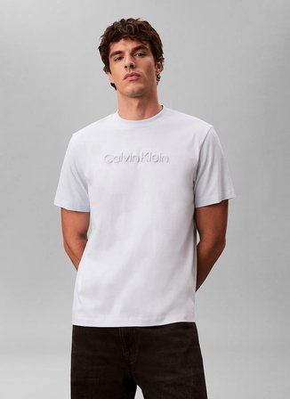 Calvin Klein Beyaz Erkek Logo Baskılı T-Shirt LV04LF811GCIQ_20S EU WHOLESALE SPOR